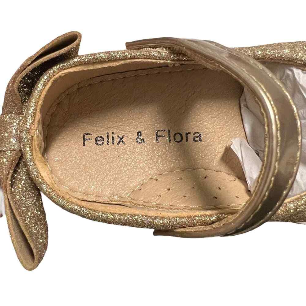 Felix & Flora Gold Sparkle Baby Shoes Size 18-24 Mo NWT - Picture 8 of 11